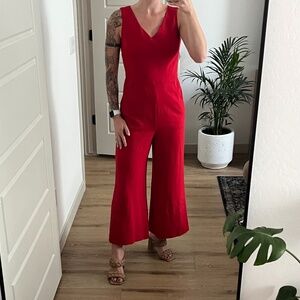 Red Cropped Jumpsuit